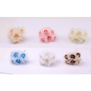 IRIS dekor rózsacsokor tüll anyaggal 6cm - Többféle