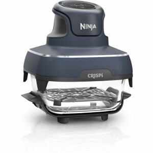 Friteuză cu aer cald Ninja CRISPi FN101EUGY 4 în 1, 1700W, 3,8l, 6 porții, 2 recipiente din sticlă, 4 programe, fără PFAS și BPA, Albastru închis