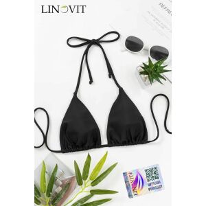Linovit® Schwimm-BH, Dreiecks-Cups, herausnehmbares Polster, Schwarz, XS