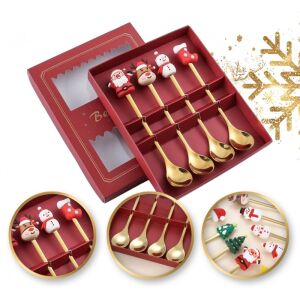 Sada lyžičiek so sviatočnými figúrkami, 4 kusy v krabičke, zlaté 16,8 x 2,8 cm lyz4. 145185763 - Príbory