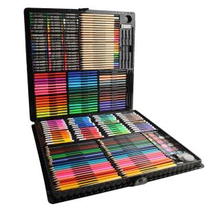 Sada na maľovanie a kreslenie 258 dielov, profesionálna, ceruzky, akvarely, príslušenstvo, pre deti, úložný box, čierna 139835214 - WePro Store