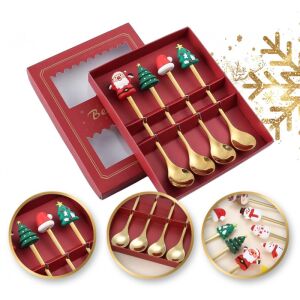 Sada lyžičiek s vianočnými figúrkami, 4 kusy v krabičke, zlaté 16,8 x 2,8 cm lyz3 145185882 - Príbory