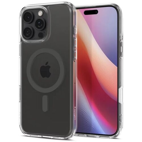 Apple iPhone 16 Pro, Műanyag hátlap védőtok + szilikon keret, Magsafe töltővel kompatibilis, érintő funkciós gombfedéllel, Spigen Ultra Hybrid "T" Mag, átlátszó/szürke 139837983