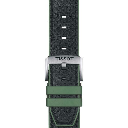 Tissot zöld gyári szilikon óraszíj bőr felsőrésszel 22 mm 139848784