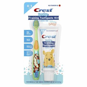 Fogkrém és fogkefe készlet, Crest, baba, oktató készlet, az egészséges fogmosási szokásokért, 0-3 éves korig, zöld, 45gr 140811594 - Baba fogápolás
