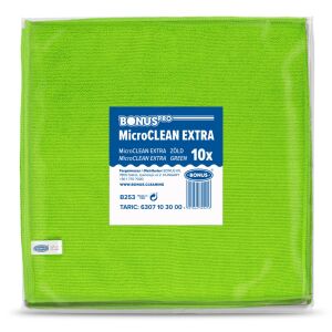 BonusPro MicroClean Extra kendő 40x40cm, 10db/csg zöld 139849349 - Mikroszálas törlőkendő