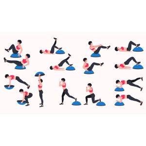 Kollázs a Koordinációs félgömb (Bosu) egyensúlyozó eszközzel végzett gyakorlatokról - Alakformálás