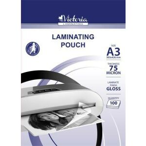 Meleglamináló fólia, 75 mikron, A3, fényes, VICTORIA OFFICE 139856993 - Lamináló fólia