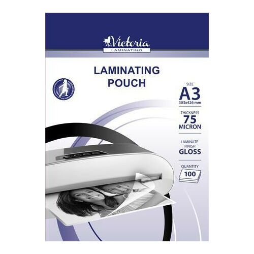 Meleglamináló fólia, 75 mikron, A3, fényes, VICTORIA OFFICE 139856993