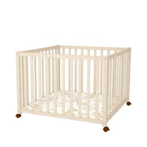 Timba 2 borostyán színű fa járóka 102x102 görgőkkel - Baba & Tipegő