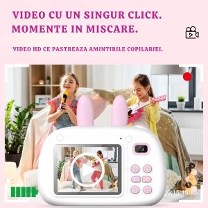 Digitális fényképezőgép gyerekeknek, 2,4 hüvelykes IPS képernyő, 18MP, 1080P HD videó, 32 GB-os kártya tartozék, fotóeffektek és matricák, rózsaszín - ideális ajándék 3-12 éveseknek