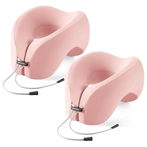 2 db-os ergonomikus memóriahabos nyakpárna szett, 360°-os támasz, állítható, rózsaszín