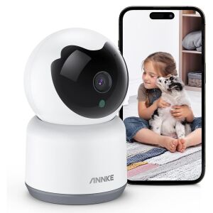 Anker Crater 2 WiFi okoskamera, 2K/3MP felbontás, 360°-os forgatás, éjjellátó, kétirányú hang, mozgásérzékelés, felhő- és MicroSD-tárhely, Alexa-kompatibilis - ideális csecsemők, állatok és i