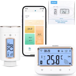 INKBIRD IRC-RW1 intelligens radiátortermosztát, WiFi vezérlés, 11 lépéses programozás, hőmérséklet-figyelés, riasztás, gyerekzár