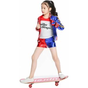 Kostium Formemory Harley Quinn dla dziewczynek, czerwono-niebieski zestaw kurtki i szortów - Kostium dla dzieci