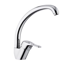 Remer Rubinetterie Kitchen K42 Küchenarmatur, Einhebelmischer, Chromoberfläche, hoher Schwenkauslauf, Sanitärmessing