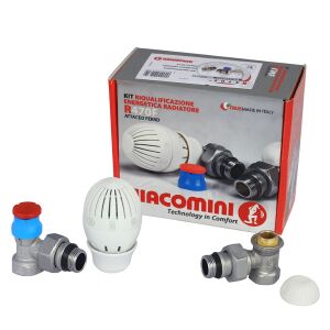 Giacomini R470 R470FX002 termosztatikus fejes szelepkészlet, 3/8” sarokszelep és elzárószelep 139871038 - Giacomini