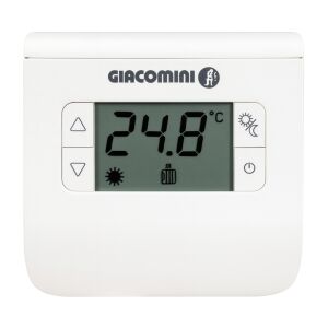 Termostat ambiental Giacomini K494AY001, montaj aparent sau incastrat, functie incalzire/racire, alimentare pe baterii 139871059 - Termostat de ambient