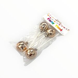 Torta beszúró, discogömb, 4cm, rose gold, 4db