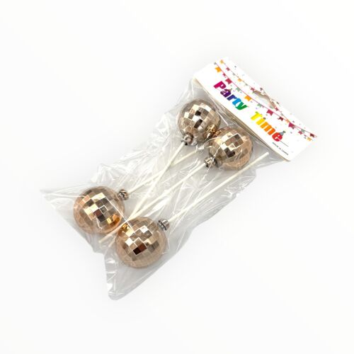 Torta beszúró, discogömb, 4cm, rose gold, 4db 139879697