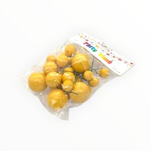 Különböző méretű gömb tortadísz, műanyag, mustársárga, 20db