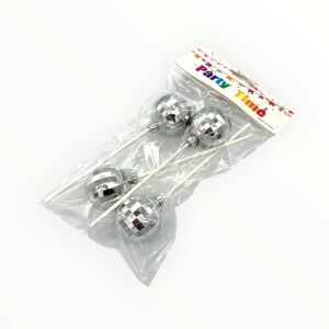 Torta beszúró, discogömb, 4cm, ezüst, 4db