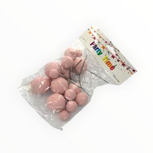 Különböző méretű gömb tortadísz, műanyag, matt rózsaszín, 20db