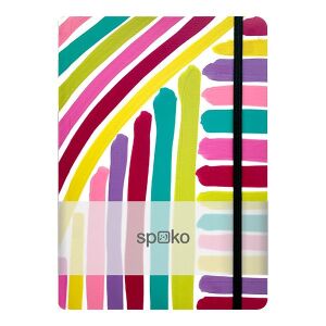 Jegyzetfüzet vonalas SPOKO A/5 96 lapos gumis keményfedeles rózsaszín ecset 139880094 - Irodai papíráru