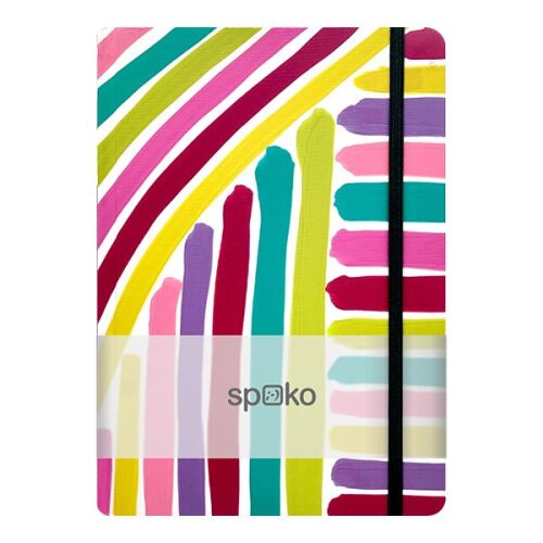 Jegyzetfüzet vonalas SPOKO A/5 96 lapos gumis keményfedeles rózsaszín ecset 139880094