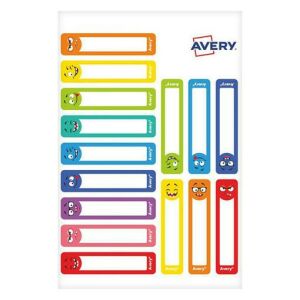 Színes, vicces arcú Avery tollcímkék, 50x10mm, 30 darab - Avery