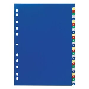 Regiszter DURABLE műanyag A/4 1-31 számos-színes 139880131 - Durable