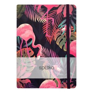 Jegyzetfüzet vonalas SPOKO A/5 96 lapos gumis keményfedeles flamingó 139880170 - Irodai papíráru