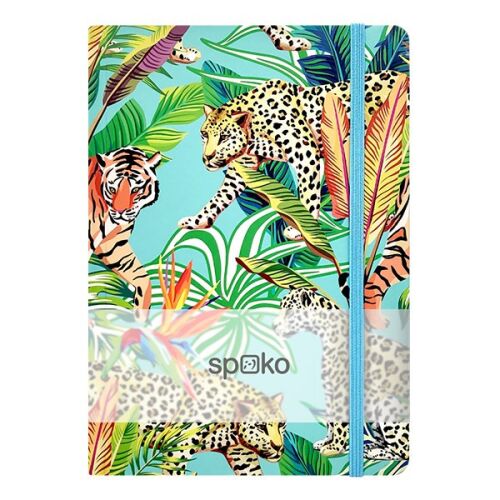 Jegyzetfüzet vonalas SPOKO A/5 96 lapos gumis keményfedeles gepárd 139880172