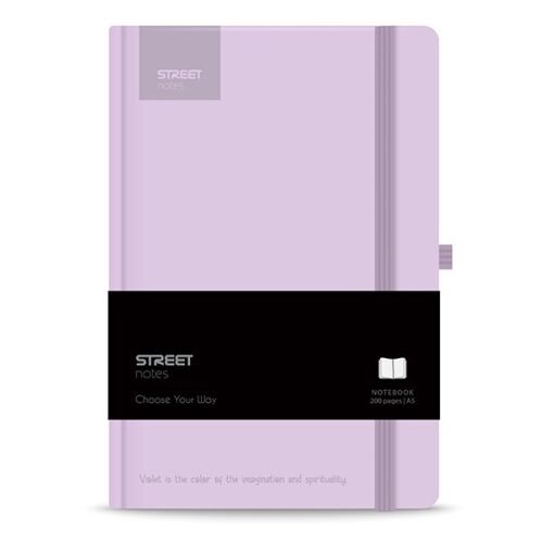 Notesz vonalas STREET Casual A/5 96 lapos gumis keményfedelű pasztell lila 139880291