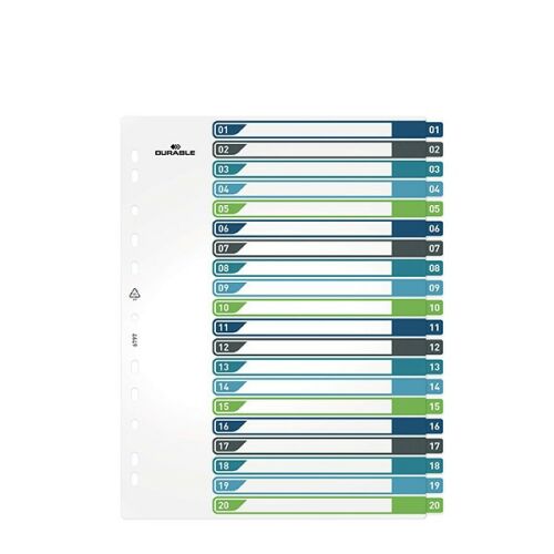 Regiszter DURABLE műanyag A/4 maxi 1-20 színes 139880574 - Durable