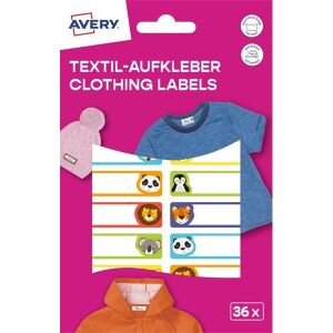 Avery állatos ruhacímkék, 36 darabos csomag, vasalható alternatíva gyerekruhákhoz - Avery