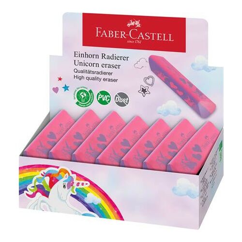 Radír display, háromszögletű, FABER-CASTELL, unikornis