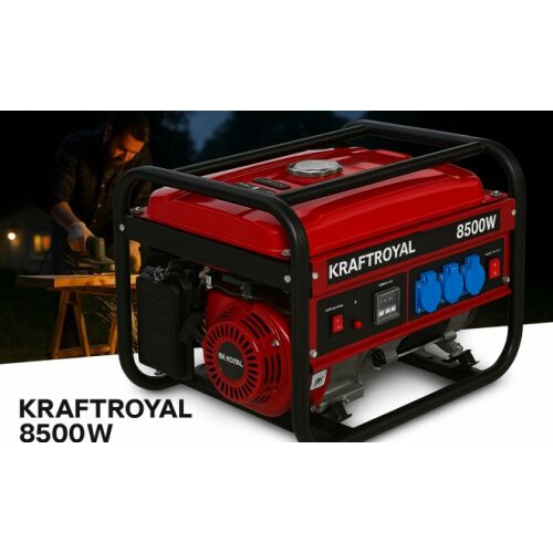 Kraftroyal 8500W hordozható benzinmotoros áramfejlesztő építkezéshez és otthoni tartalék áramforrásnak