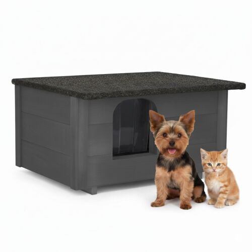 Dechland insulated Dog, Cat house with opening flat roof M #grey 143356125