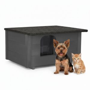 Dechland isoliert Hund, Katze Haus mit Öffnung Flachdach M #grau