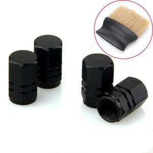 4 db hatszögletű Mercaton autószelep kupak készlet, alumínium, 1,8 cm, fekete és SoftTouch kefe nejlon sörtékkel és ergonomikus nyéllel