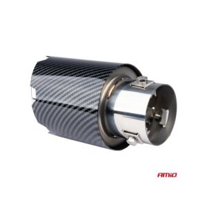 AMiO Edelstahl Auspuffblende mit Carbon-Effekt, schräge Ansicht - AMiO