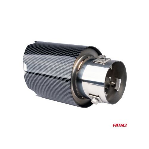 AMiO nerezová koncovka výfuku s karbónovým efektom, šikmý pohľad