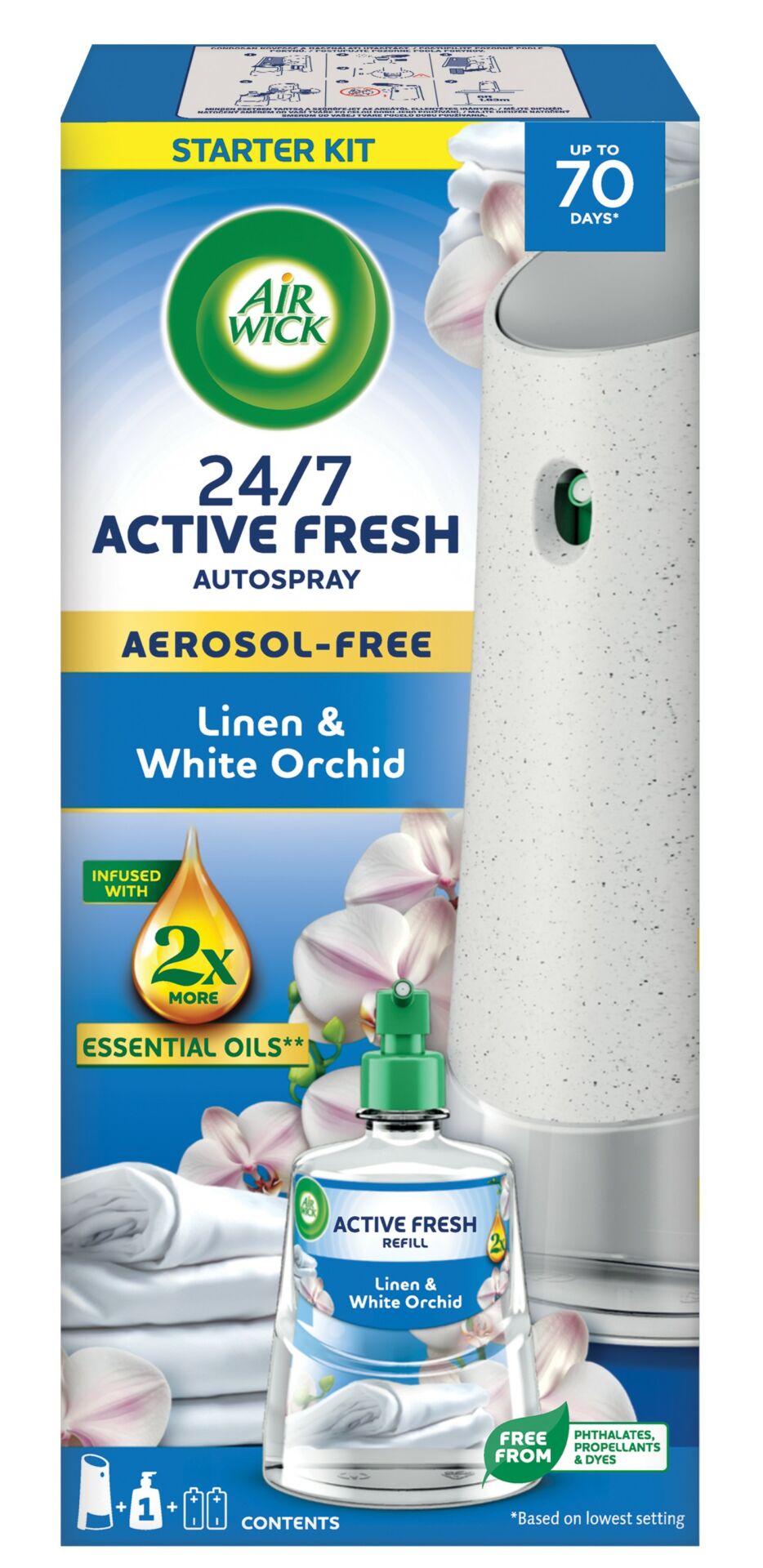 E-shop Air Wick Active Fresh Automatický osviežovač vzduchu bavlna a bie...
