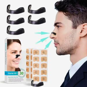 Magnetyczny rozszerzacz nosa NeoHGS, 4 paski rozszerzające nos w różnych rozmiarach, z magnetycznym klipsem, aplikator, 30 magnetycznych plastrów na nos, przekrwienie, lepsze oddychanie, skrz