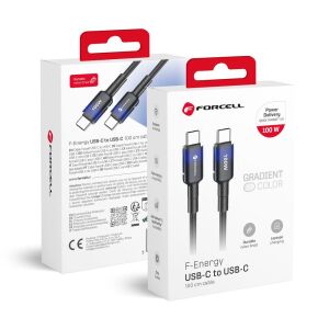 Forcell F-Energy USB C - USB C kábel QC4.0 PD 5A 100W Gradient 1 m C357 fekete 139896237 - Forcell USB-Kabel