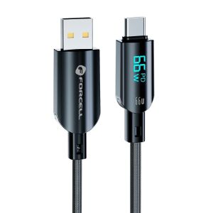 Forcell F-Energy QC4.0 PD USB A - USB C kábel 3A 66W Digitális 1,2 m C272 fekete 139896382 - Forcell Cabluri USB