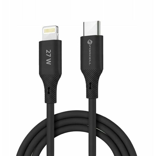 Forcell F-Energy USB C - Lightning kábel PD 3A 27W Szilikon 1 m C346 fekete 144945467