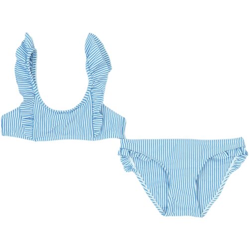 Zara lány kék-fehér csíkos bikini fodros részletekkel - Zara