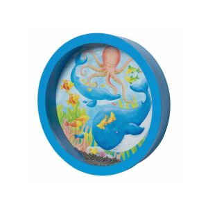 Goki Óceán Dob - Fa hangszer tengeri jelenettel és csörgő gyöngyökkel - Goki